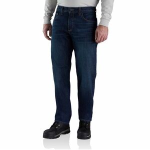 Carhartt | Men's Dark Blue Straight-Leg Fire Resistant Jeans | 38 x 34